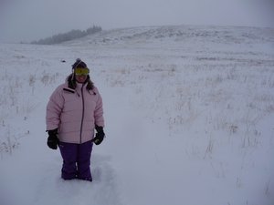 Heather in Ankle Deep Snow at Skyline.JPG